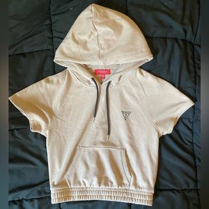 Guess tan cropped hoodie that is size small